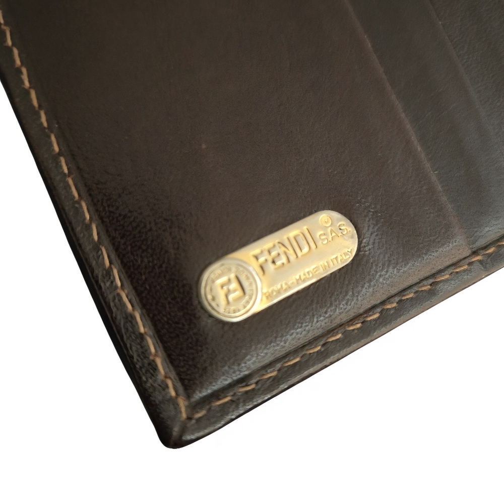 Fendi (Vintage) Zucca Canvas And Leather Bifold Wallet-Brown - Picture 4 of 11
